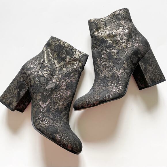 Marc Fisher Gold Black Lace Ankle Boot - Picture 2 of 8